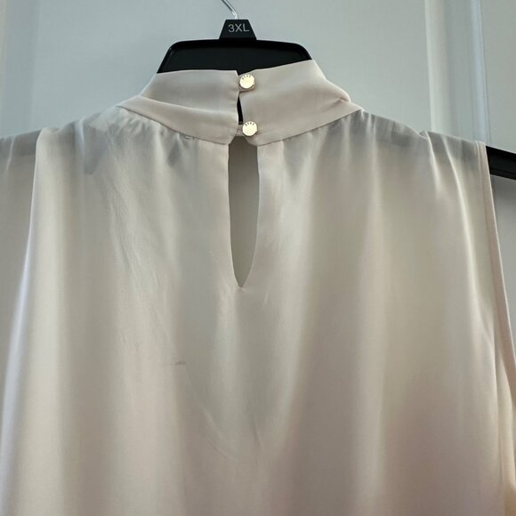 DKNY Womens Sleeveless Blouse With Scarf Tie Size L Buttermilk Polyester Blend - Picture 8 of 9